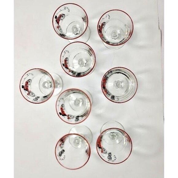 Set 8 Libbey Packard 1899 Stemmed Cordial Glasses 4" Vintage Automotive - Picture 2 of 4